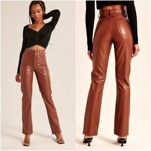 Abercrombie & Fitch The 90's Straight Ultra High Rise Vegan Leather Pants 24/00